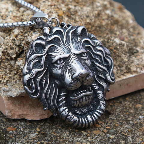 Big Oxidized Stainless Steel Lion Pendant Necklace My Passion for Jewelry