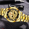 Stainless Steel Created Diamond Dial Ruby Dragon Watch