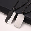 Black Stainless Steel Textured CZ Dog Tag Luxury Pendant Necklace