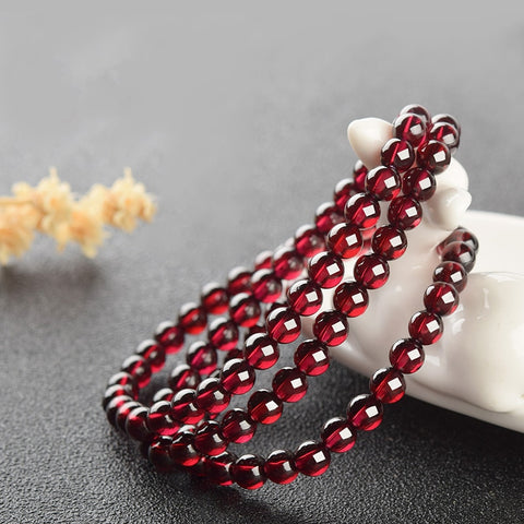 WINE AND BOOKS Burgundy Red Crystal Glass Beads With Stainless Steel  Charm Bracelet —