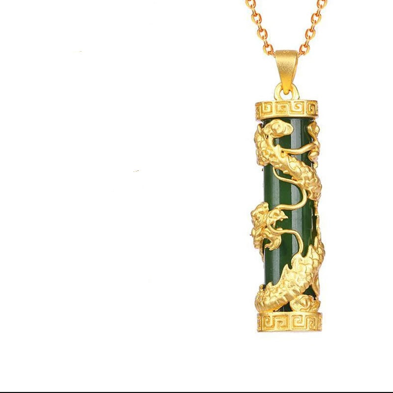 Fudou] Natural Ice Yellow Dragon Jade Necklace Pendant Pendant Jade Pendant  - Shop YuHu Necklaces - Pinkoi