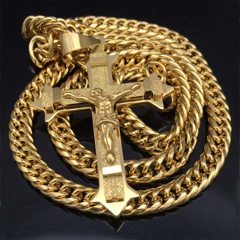 Hip Hop Heavy Large Big Cross Pendant Necklace Christmas Gift Gold Color  Stainless Steel Iced Out CZ Bling Christian Jewelry From Fashionman02,  $30.3 | DHgate.Com