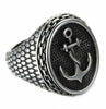 Men's Textured Stainless Steel Anchor Navy Signet Ring