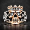 Rose-Gold Bling Skull Crown Gothic Ring